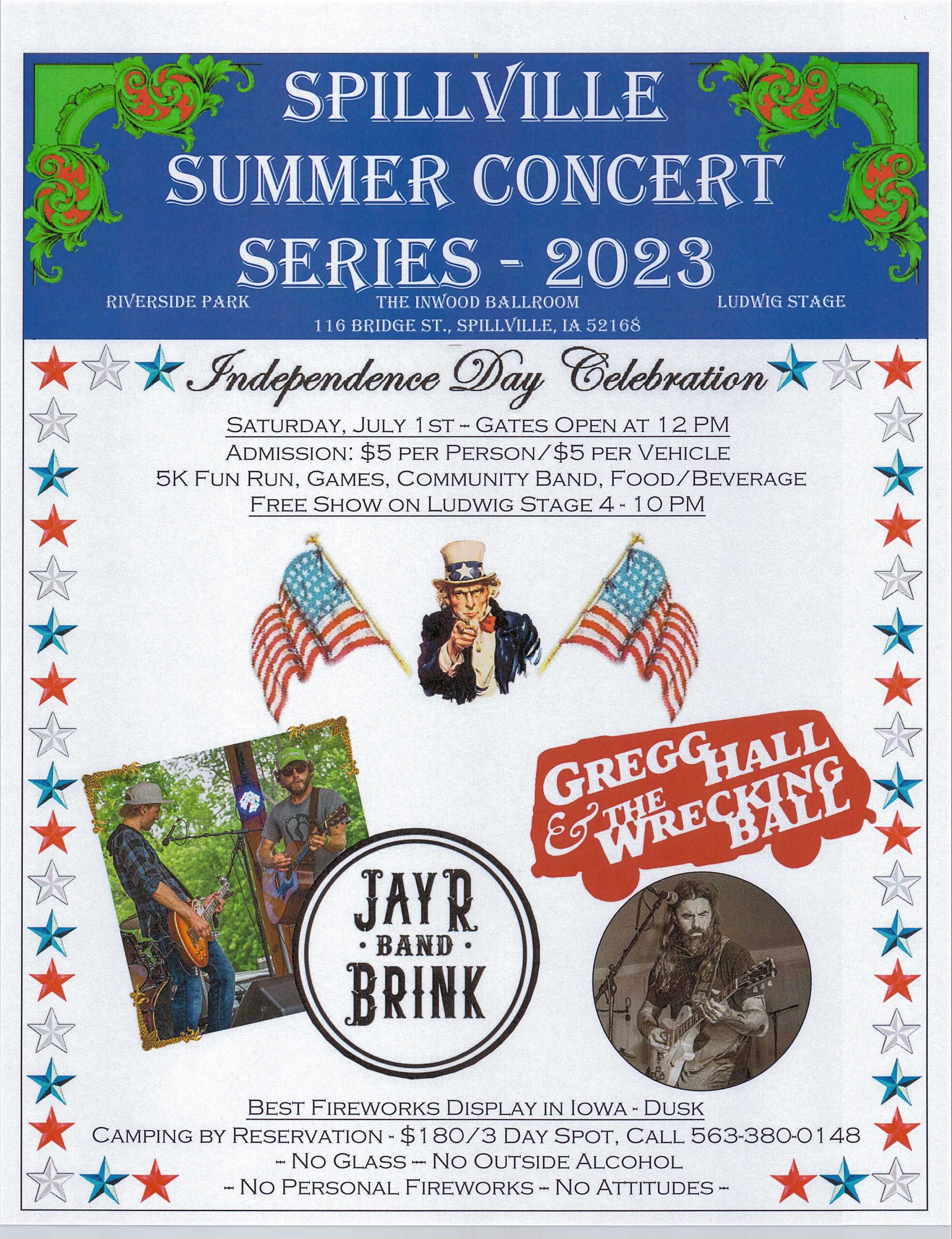 Spillville Independence Day Celebration/Summer Concert Series - JR Brink Band with Gregg Hall & the Wrecking Ball thumbnail